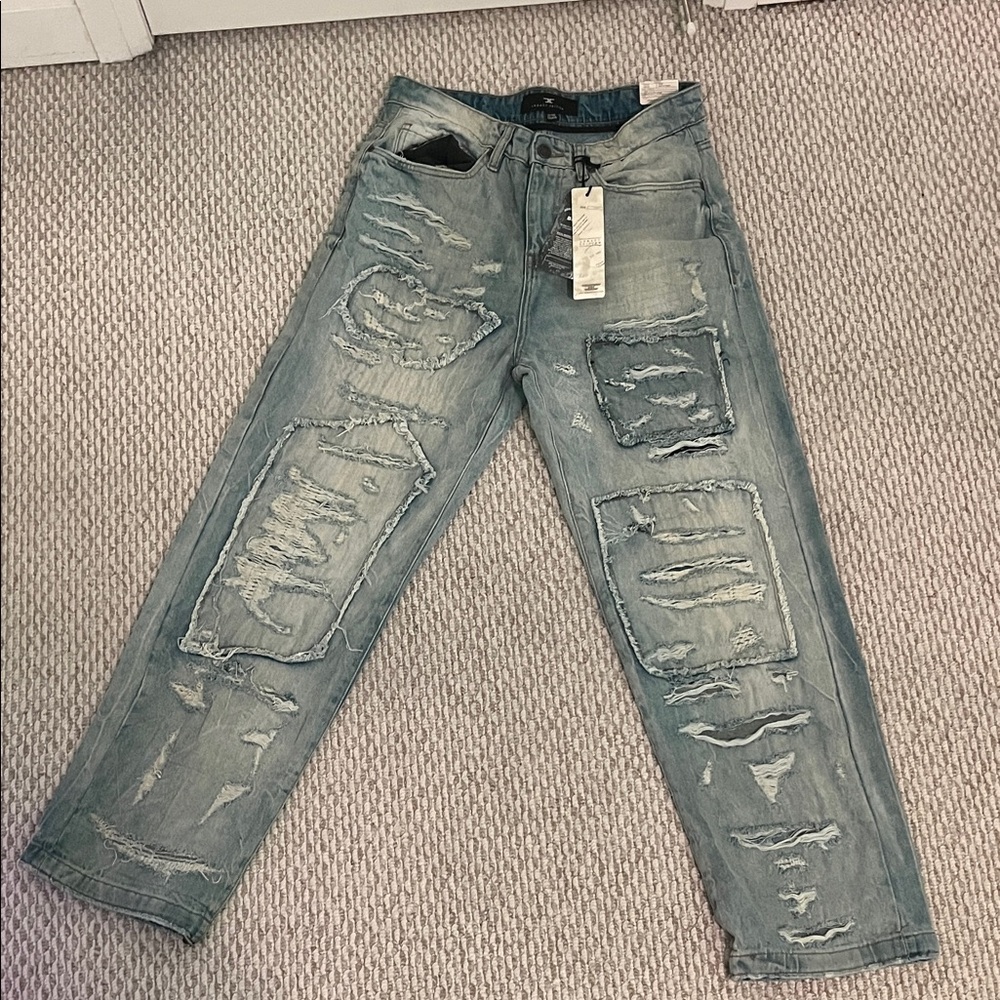 Jordan Craig Light Blue Distressed Relaxed Jeans